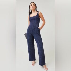 Francesca’s Navy Blue Shimmer Jumpsuit